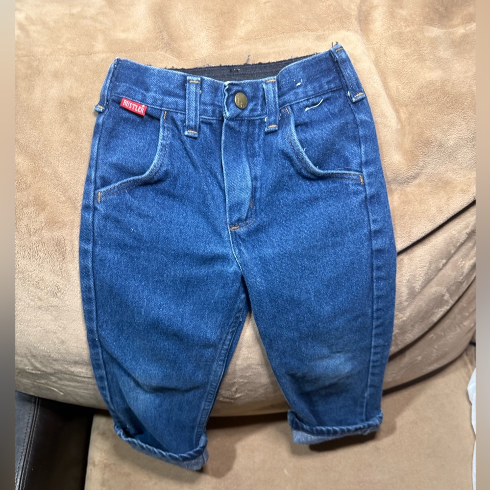 Vintage Dark Blue Children's Denim Rustler Pants Size 24 months Retro